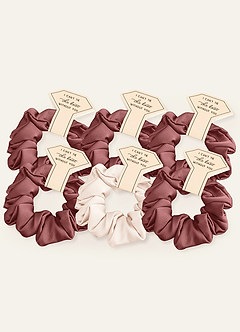 front Matching Color Six-Piece Mixed Color Bridesmaid Stretch Satin Regular Size Scrunchie Set
