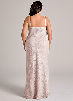 Azazie Tianna Robes de demoiselle d'honneur Robe Fourreau en Blumen-Burnout Dentelle Rose Pâle image9