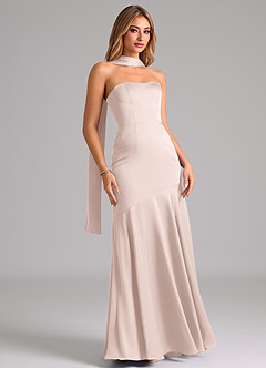 Azazie Shiloh Bridesmaid Dresses Blushing Pink Mermaid Strapless Stretch Satin Convertible Dress image3