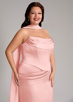 Azazie Sorrel Bridesmaid Dresses Powder Pink Mermaid Strapless Stretch Satin Convertible Dress image10