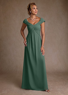 Azazie Myrtle Mother of the Bride Dresses Sea Moss A-Line Pleated Chiffon Dress image1