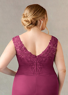 Azazie Edelin Mother of the Bride Dresses Mulberry A-Line Sweetheart Neckline Pleated Mesh Dress image13