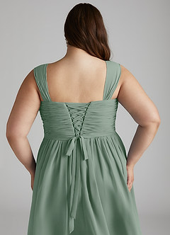Azazie Angie Bridesmaid Dresses Silver Sage A-Line Corset Chiffon Dress image15