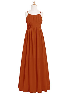 Azazie Astrid Junior Paprika A-Line Floral Chiffon Dress image7