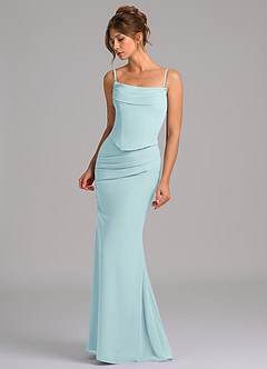 Azazie Sorrel Bridesmaid Dresses Sea Glass Mermaid Corset Chiffon Dress image6
