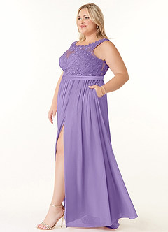 Azazie Elly Abiti da Damigella Abito A-Line in Chiffon Scollo a barchetta in pizzo Tahiti image9