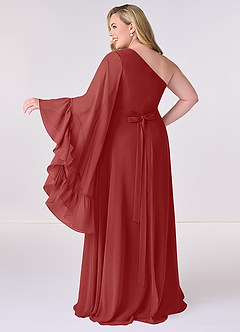 Barbie ♥ Azazie Bridesmaid Dresses Rust A-Line Long Sleeve Chiffon Dress image8