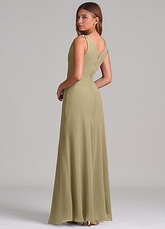 Azazie Nerine Brudtärnklänningar Klä av A-Linje i Chiffong Plisserad Mossgrön image2