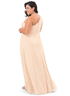 Azazie Brooke Jurken voor bruidsmeisjes Jurk van Mesh met A-Lijn One-Shoulder Parel Roze image37