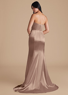 Azazie Aura Bridesmaid Dresses Taupe Mermaid Metallic Satin Convertible Dress image3