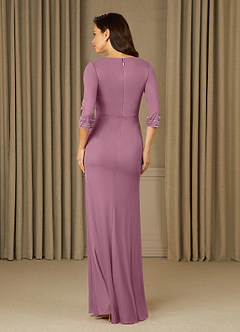 Azazie Rosena Mother of the Bride Dresses Vintage Mauve Sheath Pleated Mesh Dress image2