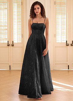 Gleavia Nero Abito da ballo a trapezio con paillettes image4