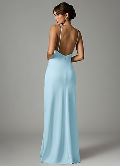 Azazie Stefania Bridesmaid Dresses Sky Blue A-Line Stretch Satin Dress image2