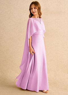 Azazie Fishie Girls Formal Robe Demoiselle D'honneur Fillette Robe Trapèze en Mat Satiné Rose Bonbon image6