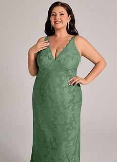 Azazie Tianna Robes de demoiselle d'honneur Robe Fourreau en Blumen-Burnout Dentelle Eucalyptus image12