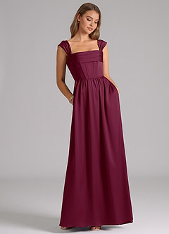 Azazie Hattie Bridesmaid Dresses Mulberry A-Line Corset Stretch Satin Dress image3