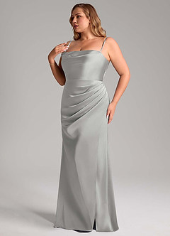 Azazie Leonis Bridesmaid Dresses Silver Mermaid Pleated Stretch Satin Convertible Dress image12