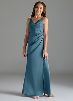 Azazie Maci Junior Bermuda Mermaid Pleated Stretch Satin Dress image1