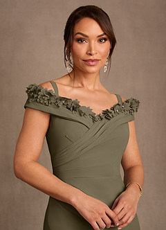 Azazie Jettie Abiti per la Madre della Sposa Abito Tubino in Chiffon Plissettato Willow Green image4