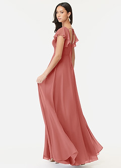 Azazie Bondi Bridesmaid Dresses Antique Rose A-Line Ruffled Chiffon Dress image5