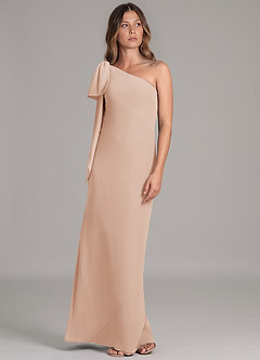 Azazie Capri Bridesmaid Dresses English Rose A-Line One Shoulder Chiffon Dress image5