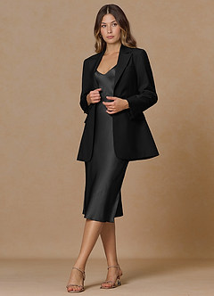 front Rowan Black Refined Weave Performance 2-Piece Suit