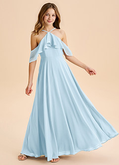 Azazie Tessabelle Junior Sky Blue A-Line Off the Shoulder Chiffon Dress image4