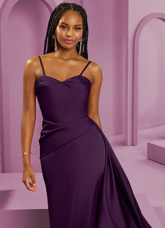 Barbie ♥ Azazie Brautjungfernkleider Wandelbar Etui Schulterfrei Stretch-Satin Kleid Traube image4