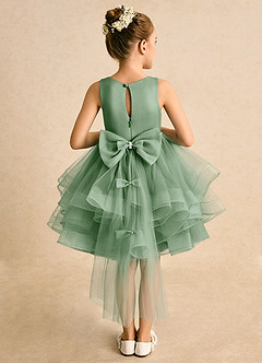 Azazie Tinie Robe Demoiselle D'honneur Fillette Robe Princesse en Tulle Arc Matcha image1