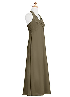 Azazie Tessie Junior Robe Trapèze en Mousseline de soie Plissée Vert Saule image8