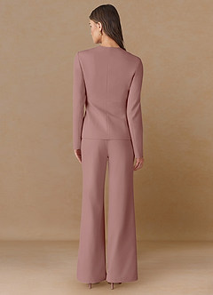 front Elara Dusty Rose Refined Weave Tailored Blazer