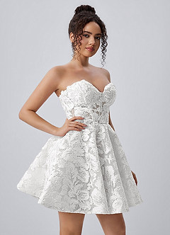 Mireille Weiß Trägerloses Minikleid aus floraler Spitze mit Korsett-Schnitt image6