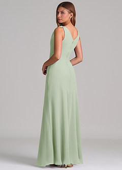 Azazie Nerine Brudtärnklänningar Klä av A-Linje i Chiffong Plisserad Dusty Sage image2