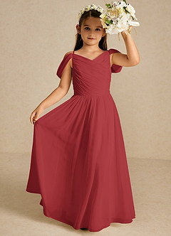 Azazie Chelle Flower Girl Dresses Rust A-Line Pleated Chiffon Dress image1