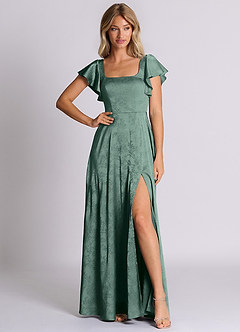 Azazie Bondi 신부 들러리 드레스 A라인 절하다 자카드 바닥 길이 드레스 image3