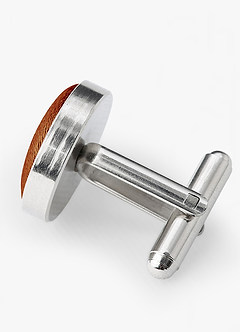 front Rounded Metallic Satin Cuff Links
