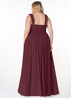 Azazie Zapheira Jurken voor bruidsmeisjes Jurk van Chiffon met A-Lijn Ruches Cabernet image8