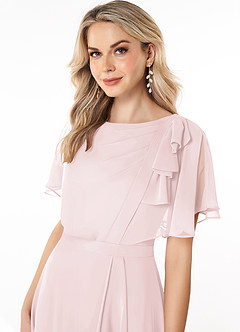 Azazie Aaliyah Modest Bridesmaid Dresses A-Line Scoop Pleated Chiffon Floor-Length Dress image5