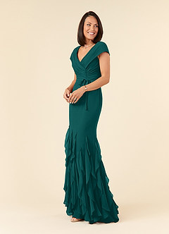 Azazie Bailora Mother of the Bride Dresses Peacock Mermaid Ruched Chiffon Dress image2
