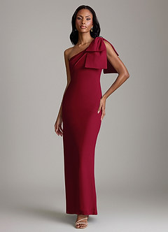 Azazie Yuanna Bridesmaid Dresses Burgundy Mermaid One Shoulder Chiffon Dress image1