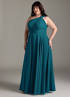 Azazie Charlize Bridesmaid Dresses Ink Blue A-Line One Shoulder Chiffon Dress image11