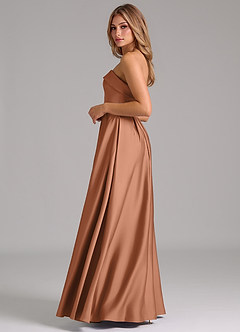Azazie Lucienne Bridesmaid Dresses Bronzer A-Line Strapless Stretch Satin Convertible Dress image3