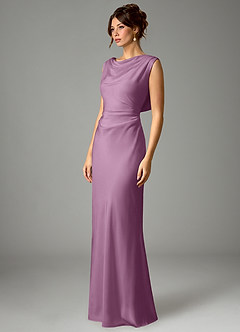 Azazie Kieryn Robes de demoiselle d'honneur Robe Sirène en Satin extensible Plissée Glycine image5