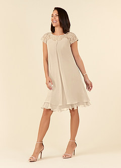 Azazie Tess Mother of the Bride Dresses Champagne Empire Sequins Chiffon Dress image5