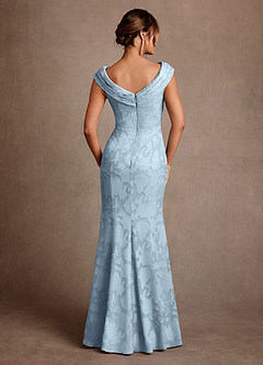 Azazie Aberdeen Mother of the Bride Dresses Sky Blue Sheath Pleated Floral Burnout Dress image2