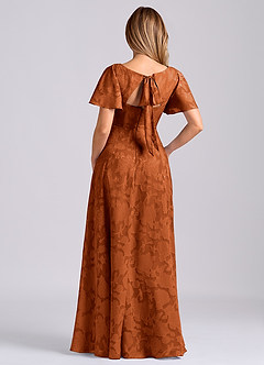 Azazie Kimber Bridesmaid Dresses Burnt Orange A-Line with Pockets Floral Burnout Dress image8
