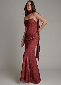 Azazie Electra Vestidos de damas de honor Vestido de Jacquard Color óxido de Jacquard Floral de Corte Sirena con Corsé image11