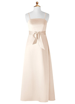 Azazie Anina Junior White Alabaster A-Line Bow Matte Satin Dress image7
