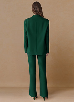 front Marina émeraude Pantalon droit en tissu raffiné
