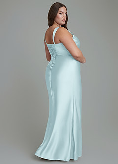 Azazie Agustina Bridesmaid Dresses Cloud Blue Mermaid Corset Stretch Satin Dress image8